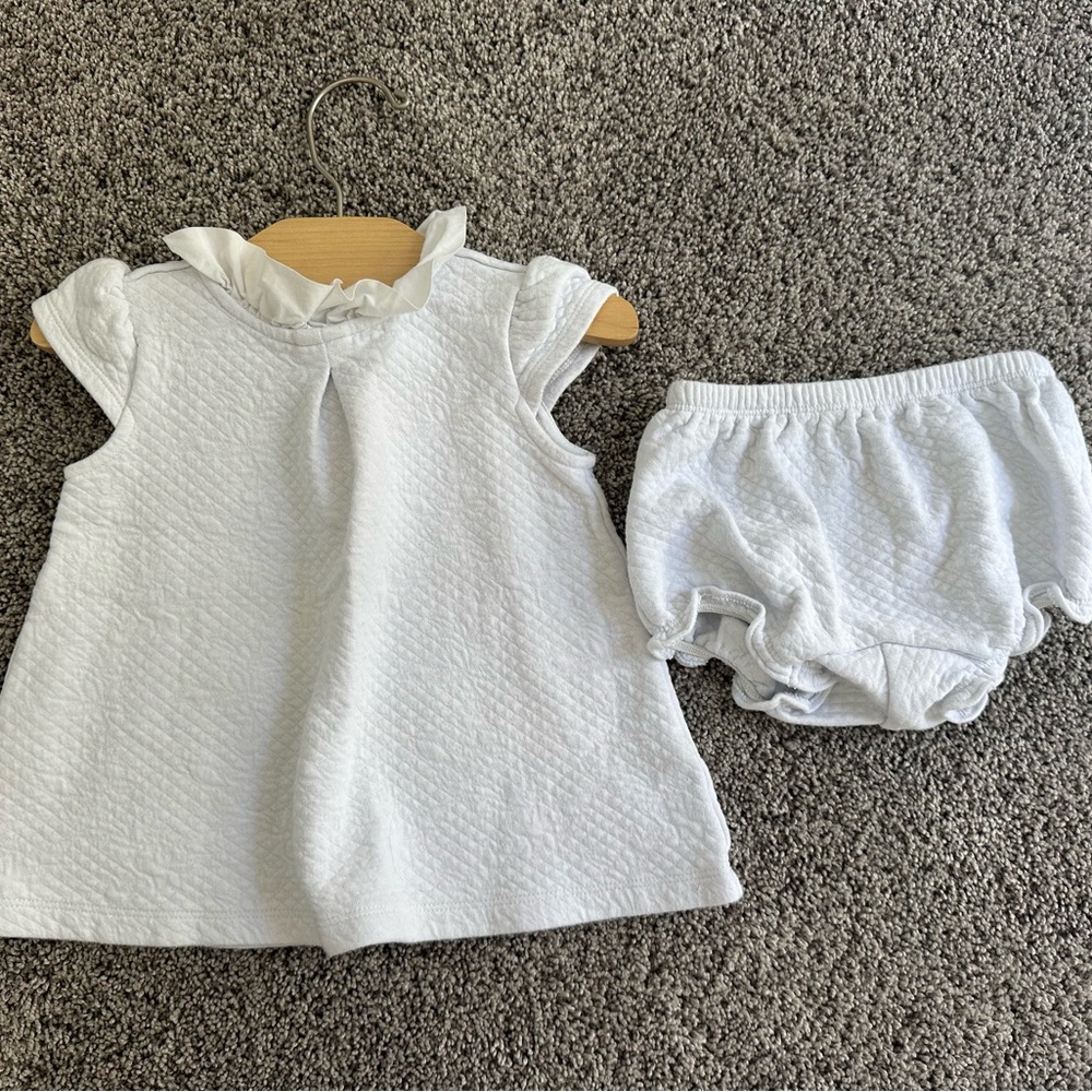Janie and Jack White Textured Dress and Diaper Cover